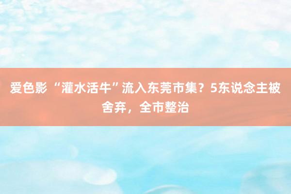 爱色影 “灌水活牛”流入东莞市集？5东说念主被舍弃，全市整治