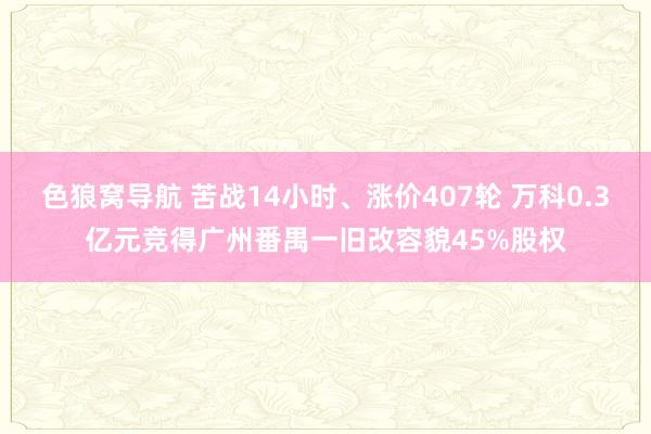 色狼窝导航 苦战14小时、涨价407轮 万科0.3亿元竞得广州番禺一旧改容貌45%股权