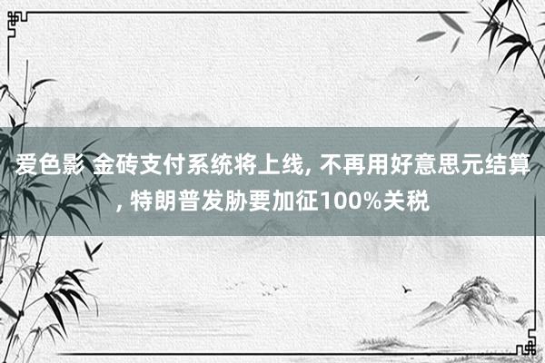 爱色影 金砖支付系统将上线， 不再用好意思元结算， 特朗普发胁要加征100%关税