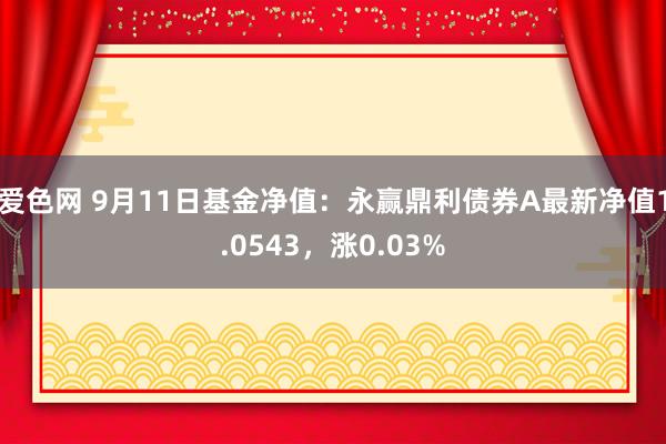 爱色网 9月11日基金净值：永赢鼎利债券A最新净值1.0543，涨0.03%