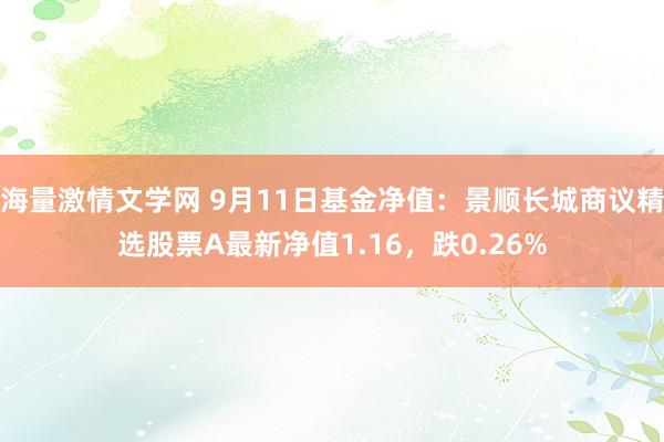 海量激情文学网 9月11日基金净值：景顺长城商议精选股票A最新净值1.16，跌0.26%