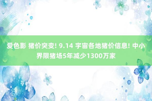 爱色影 猪价突变! 9.14 宇宙各地猪价信息! 中小界限猪场5年减少1300万家