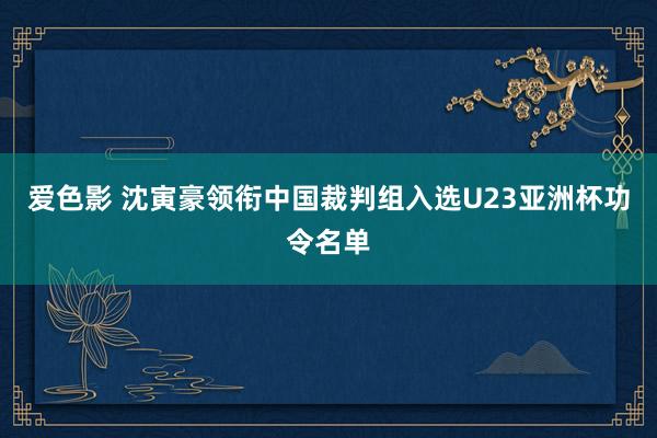 爱色影 沈寅豪领衔中国裁判组入选U23亚洲杯功令名单