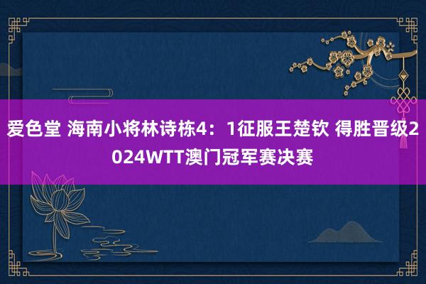 爱色堂 海南小将林诗栋4：1征服王楚钦 得胜晋级2024WTT澳门冠军赛决赛