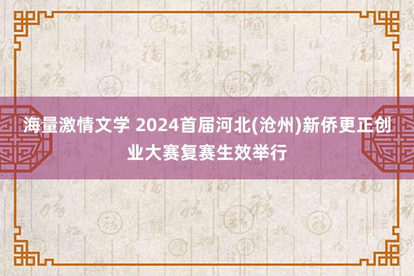 海量激情文学 2024首届河北(沧州)新侨更正创业大赛复赛生效举行