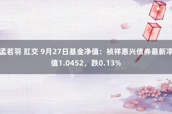 孟若羽 肛交 9月27日基金净值：祯祥惠兴债券最新净值1.0452，跌0.13%