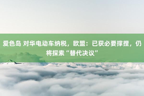 爱色岛 对华电动车纳税，欧盟：已获必要撑捏，仍将探索“替代决议”