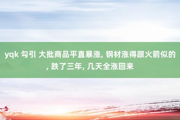 yqk 勾引 大批商品平直暴涨， 钢材涨得跟火箭似的， 跌了三年， 几天全涨回来