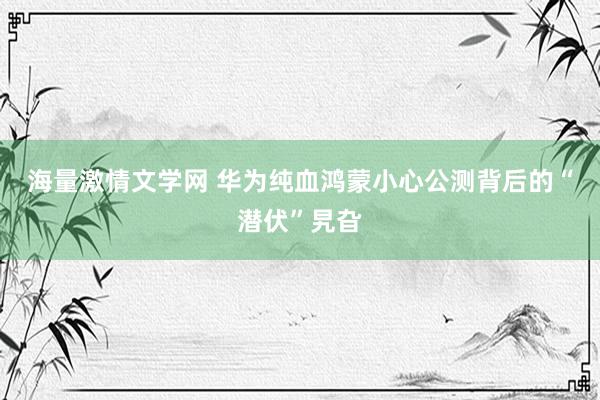 海量激情文学网 华为纯血鸿蒙小心公测背后的“潜伏”旯旮