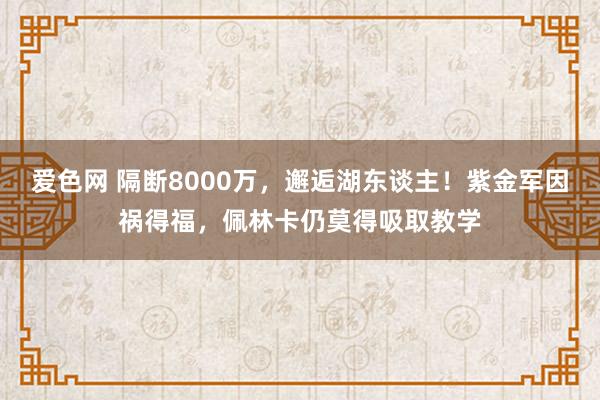 爱色网 隔断8000万，邂逅湖东谈主！紫金军因祸得福，佩林卡仍莫得吸取教学