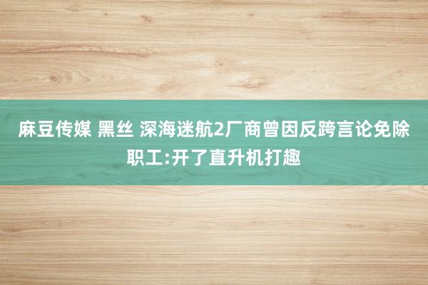 麻豆传媒 黑丝 深海迷航2厂商曾因反跨言论免除职工:开了直升机打趣