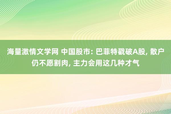 海量激情文学网 中国股市: 巴菲特戳破A股， 散户仍不愿割肉， 主力会用这几种才气