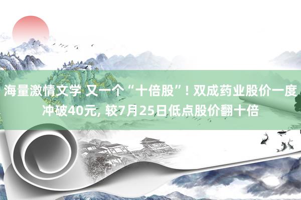 海量激情文学 又一个“十倍股”! 双成药业股价一度冲破40元， 较7月25日低点股价翻十倍