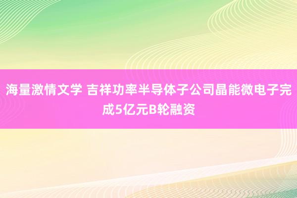 海量激情文学 吉祥功率半导体子公司晶能微电子完成5亿元B轮融资