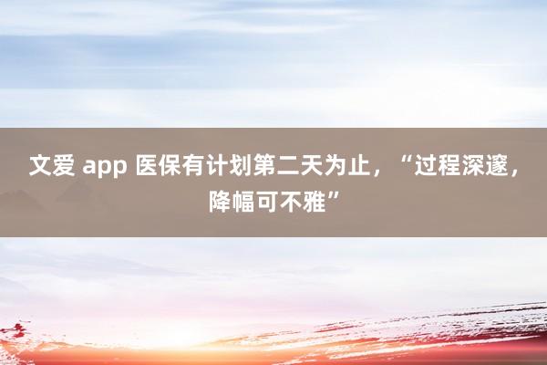 文爱 app 医保有计划第二天为止，“过程深邃，降幅可不雅”