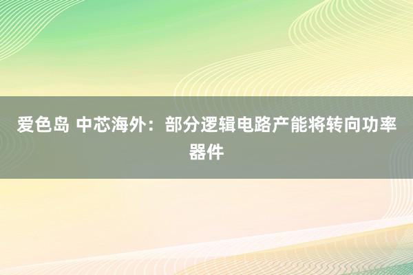 爱色岛 中芯海外：部分逻辑电路产能将转向功率器件