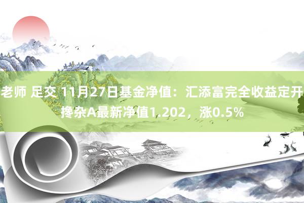 老师 足交 11月27日基金净值：汇添富完全收益定开搀杂A最新净值1.202，涨0.5%