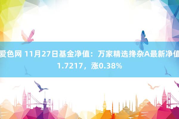 爱色网 11月27日基金净值：万家精选搀杂A最新净值1.7217，涨0.38%