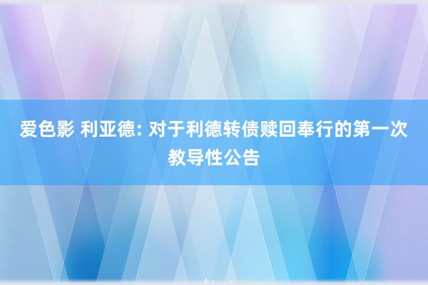 爱色影 利亚德: 对于利德转债赎回奉行的第一次教导性公告