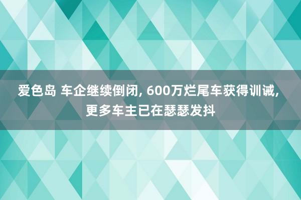 爱色岛 车企继续倒闭， 600万烂尾车获得训诫， 更多车主已在瑟瑟发抖