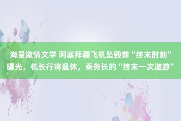 海量激情文学 阿塞拜疆飞机坠毁前“终末时刻”曝光，机长行将退休，乘务长的“终末一次遨游”