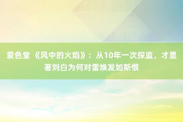 爱色堂 《风中的火焰》：从10年一次探监，才显著刘白为何对雷焕发如斯恨