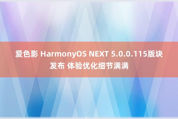 爱色影 HarmonyOS NEXT 5.0.0.115版块发布 体验优化细节满满