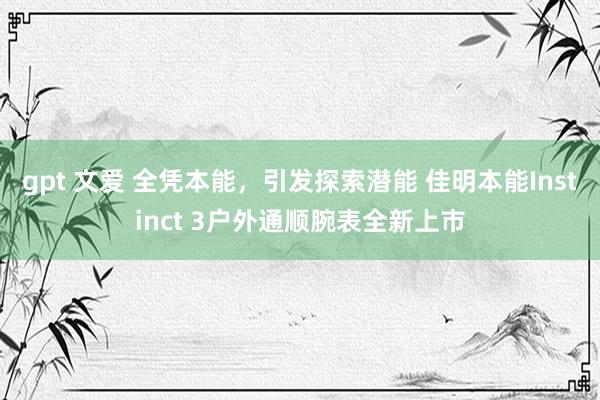 gpt 文爱 全凭本能，引发探索潜能 佳明本能Instinct 3户外通顺腕表全新上市