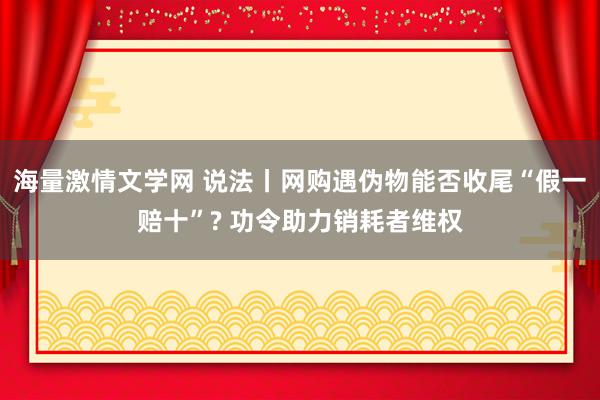 海量激情文学网 说法丨网购遇伪物能否收尾“假一赔十”? 功令助力销耗者维权