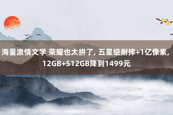 海量激情文学 荣耀也太拼了， 五星级耐摔+1亿像素， 12GB+512GB降到1499元