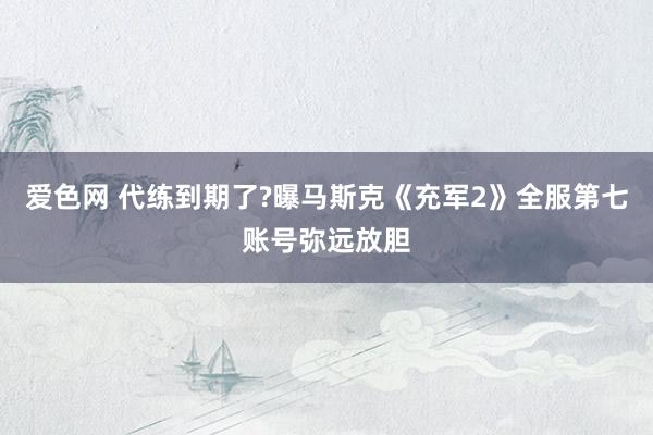 爱色网 代练到期了?曝马斯克《充军2》全服第七账号弥远放胆