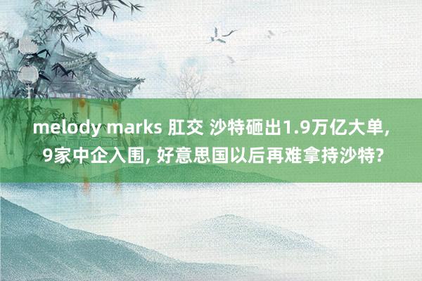 melody marks 肛交 沙特砸出1.9万亿大单， 9家中企入围， 好意思国以后再难拿持沙特?